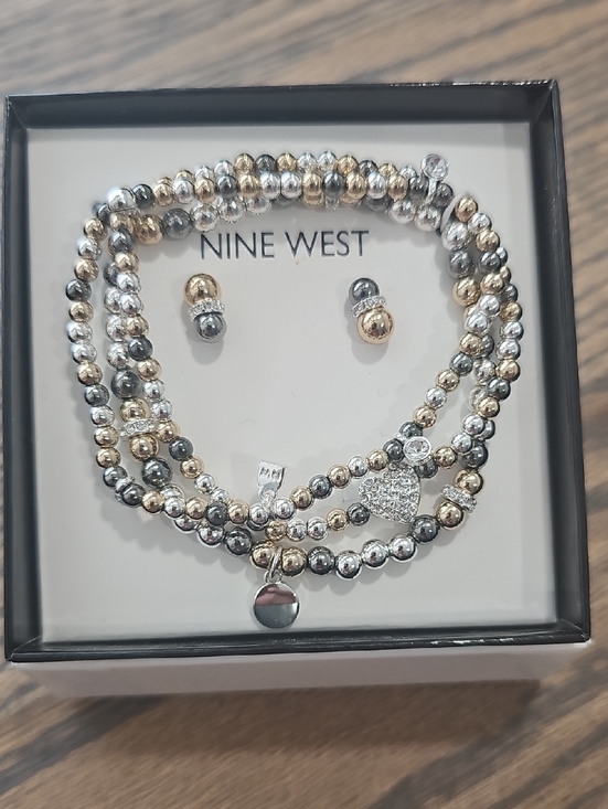 Nine West Jewelry - Nine West Gold & Silver Beaded Bracelet and Earring Set